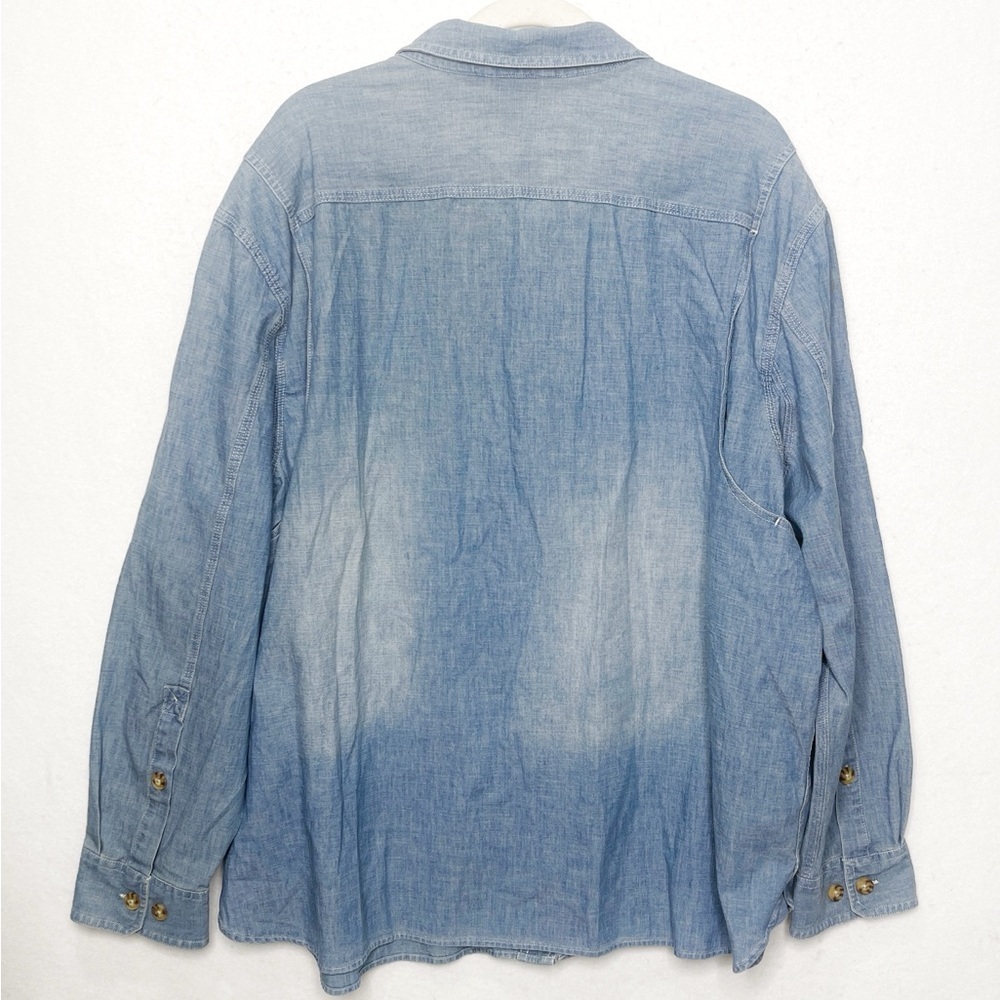 Duluth Trading Co Mens Untucked Chambray Button Front Long Sleeve Work Shirt 2XL - Picture 4 of 11